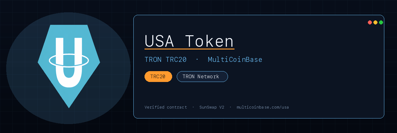 USA Token — TRON TRC20 banner
